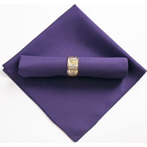 50x50cm Table Napkins Cloth Square Satin Fabric Napkin Pocket Handkerchief for Wedding Birthday Home Party Hotel Gold White b