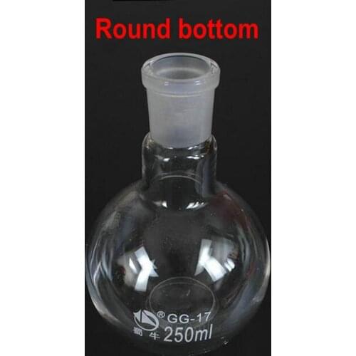 2PCS/lot Round Bottom 50/100/150/250/500ml One Mouth Short Neck Lab Glass Flask For School Laboratary Experiment