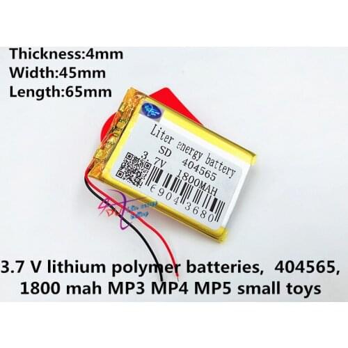 Liter energy battery 3.7V lithium polymer battery 404565 1800MAH MP4 MP5 GPS digital card speakers