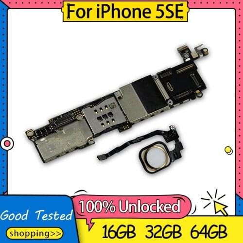 Factory unlocked for iphone SE Motherboard with Touch ID/Without Touch ID 100% Original for iphone 5SE Mainboard with Full Chips
