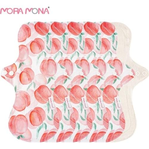 Mora Mona Washable Bamboo Fiber Womens Organic Menstrual Pad - Wing Large Sanitary Pad Female Health Product 5 Pcs