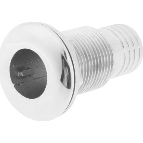 Marine Boat Barbed Straight Thru Hull Fittings/Drain Plug for Hose (1 inch, 316 Stainless Steel)