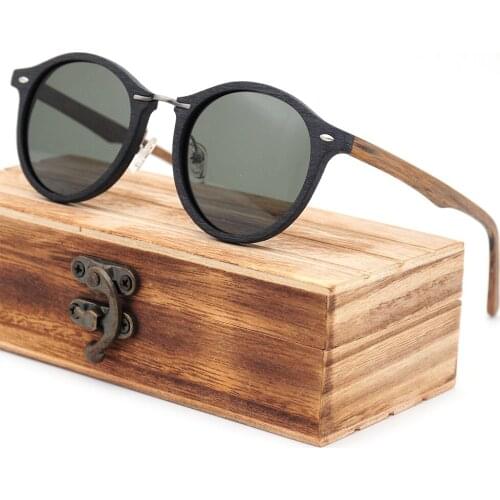 LONSY New Designer Acetate Wood Grain Round Sunglasses Retro Men Women Sunglasses Vintage Coating Mirror Oculos De Sol UV400