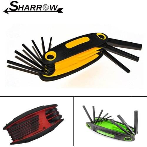 Archery Compound Recurve Bow Shooting Hunting 9in1 Allen Wrench Set Hex Key Folding Repair Tool Accessories