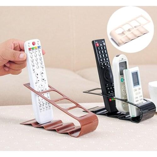 Desktop Bracket TV/DVD/VCR Remote Control Organizer 4 Grids Frame Storage Rack Mobile Phone Holder Stand Wrought Iron Case Shelf
