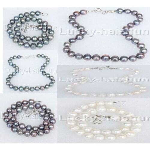 Natural 18" 13mm white brown peacock black pearls Beaded Strand necklace 18KGP j11650-5