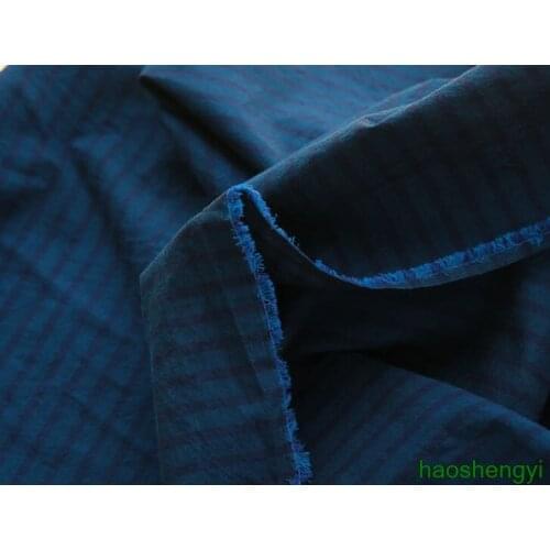 Original organic cotton high-end pure cotton peacock blue striped garment fabric