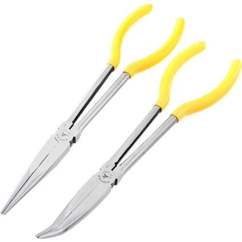 New Carbon steel Bent Nose Pliers 280mm Extra Long Nose Pliers Straight 45 Or 0 Degrees Or 90 Degree Round Nose Pliers Hand Tool
