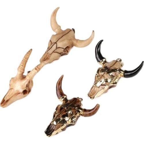 KEJIALAI Cow Bull Ox Head Charm Vintage Style Goat Head Pendant for Necklace Making Golden Color Men Women Cattle Boot Barn
