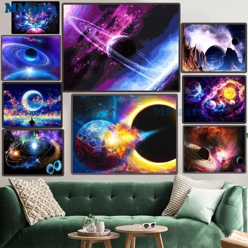 Full Square Diamond Painting Space 5D DIY Mosaic Diamond Embroidery Landscape Cross Stitch Kit Home Decor GG5283
