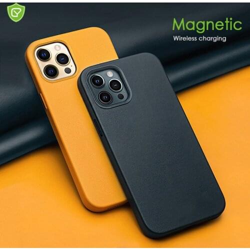 Premium Leather Magnetic Wireless Charging Case For iPhone 12 Pro Max Strong magnet Camera protection original microfiber lining