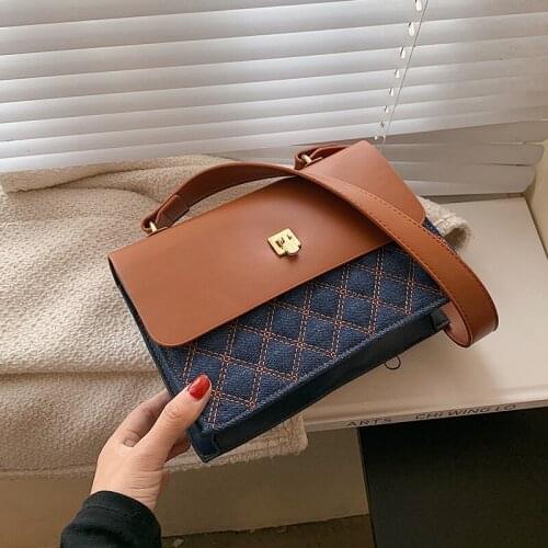 Luxury design bag women handbags for shopping wild fashion messenger cosmetic bag hit color one-shoulder small square bag