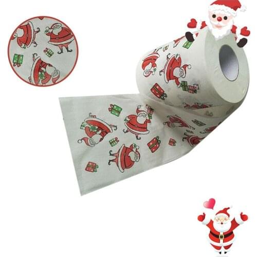 Christmas Roll Paper Printed Santa Claus And Elk Hot New Reindeer Christmas Toilet Paper Tissue Christmas Decorations For Home