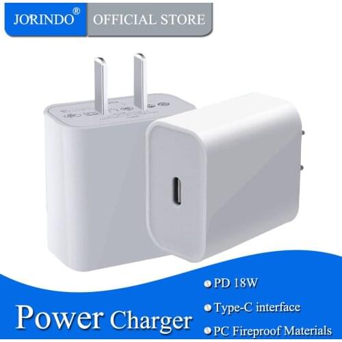 JORINDO American Standard plug Mobile phone charger,PD 18W Fast charger ,1-15P to Type-C female jack Charge converter