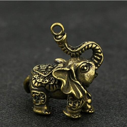 Antique Bronze Elephant Figurines Minature Table Tea Pet Ornament Home Decorations Pure Copper Animal Crafts Living Room Decor