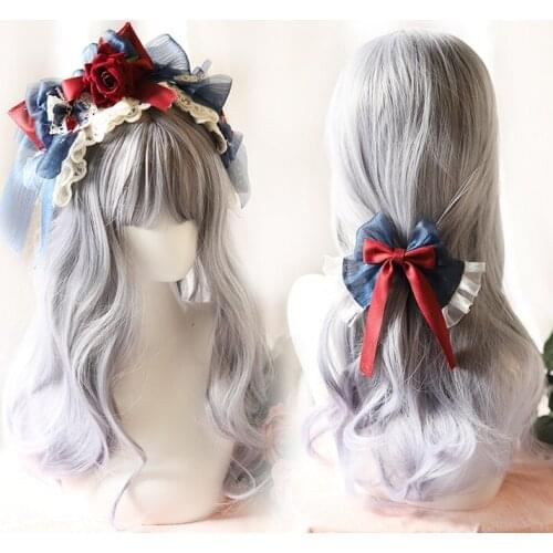 Hand Made Lolita Girl Cute Kawaii Lace Bowknot Hairpin KC Hair hoop Headband Hair Accessories Side Clip Cosplay Headdress Gentle