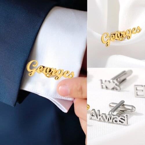 Custom Engraved Name Initials Cufflinks Mens Buttons Wedding Gifts For Men New Shirt Letter Cufflinks Cuff Mens Accessories