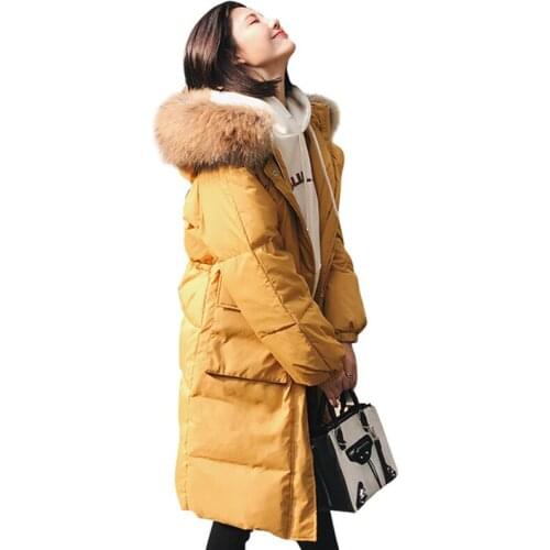 Women Winter Thick New Parka Real Natrual Fur Collar Hooded Down Jacket Ladies Fashion Casual Plus Size Slim Long Overcoats Z23