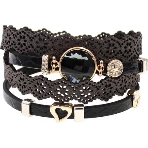 Bohemia leather bracelets for women Magnetic Clasp Bracelets & Bangles wrap bracelet Femme Jewelry