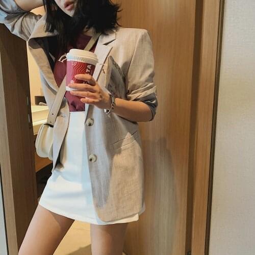 2021 Women Cotton Linen Jacket Blazer Dress Trouser Suits With Shorts Coat Clothing Spring Summer Female Outfit Office Za Woman