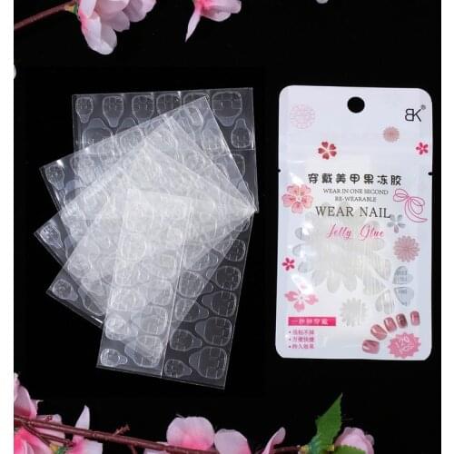 1 Sheets 5pcs New Pack Waterproof Breathable Jelly Double Sided Adhesive Tabs Nail Glue Sticker False Nail Tips