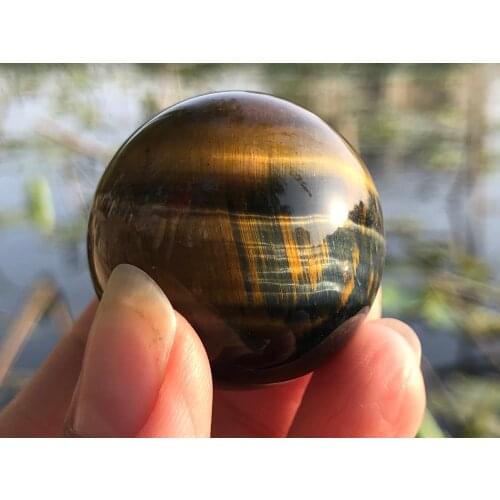 1pc Natural yellow tiger eye stone home decoration ball crystal ball Feng Shui healing aura quartz ball home decoration32-37mm