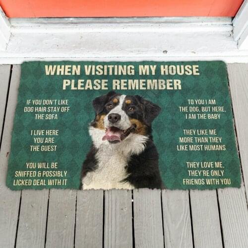 3D Please Remember Bernese Mountain Dogs House Rules Custom Doormat Non Slip Door Floor Mats Decor Porch Doormat