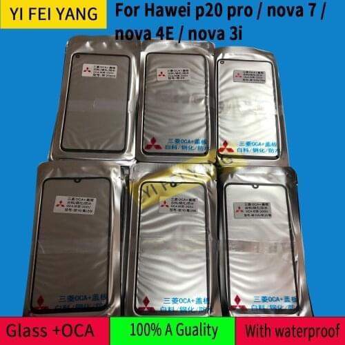 50pcs/lot For Hawei P20 Pro Nova 7 4E 3I Glass + OCA LCD Front Outer LensTouch Glass OCA Replaceme
