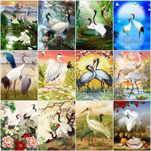 DIY 5D Diamond Painting White Crane Animal Cross Stitch Diamond Embroidery Sale Full Round/Square Drill Wall Art Living Room Dec