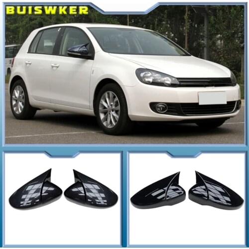 For Volkswagen GOLF 6 VI MK6 GTI R Line R20 Touran Carbon Fiber Pattern Mirror Case Black Side Wing Rearview Mirror Cover