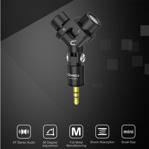 Comica CVM-VS10 XY Stereo Dual Microphone Mini Flexible 3.5mm Plug-in Microphone Mic For Studio GOPRO Camera Professionnel