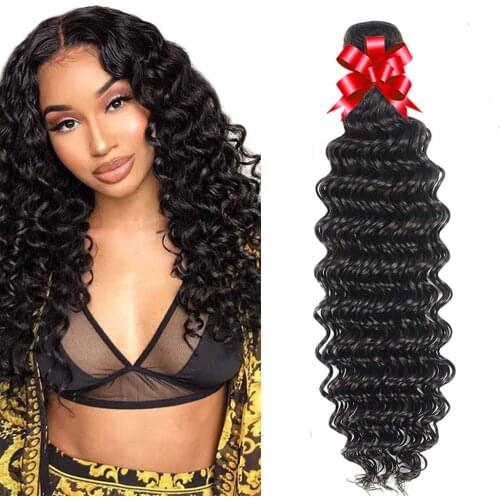 Deep Wave Human Hair Bundles Weave Unprocessed Virgin Human Hair Extensions Remy Hair Weave Brazilian 1/3 Bundles Hair Weave