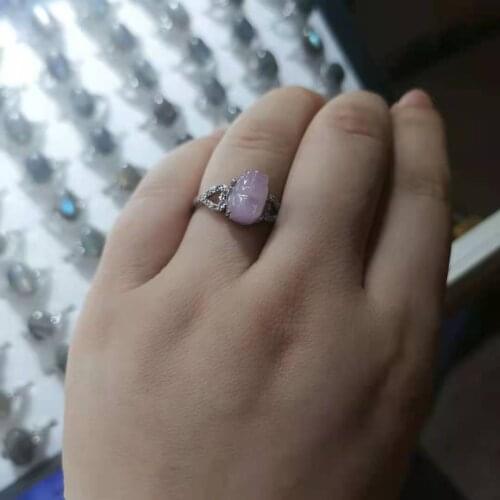 Brave Troops Natural Stone Spodumene Carving Pixiu Animal Pink Gemstone Ring Woman Jewelry Bijoux Femme Anillos Mujer