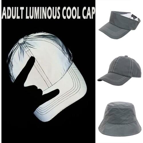 New Outdoor Sports Club Party Silver Grey Reflective Luminous Fishing Caps Adult Reflective Baseball Cap Gorras De Béisbol
