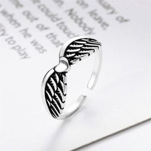 Fashion Creative 925 Sterling Silver Love Heart Shape Wings Rings For Women Anillos Mujer Dating rings Birthday Gifts SR260