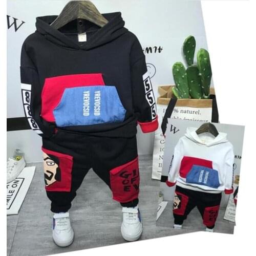 Baby Kids Clothing Set Cotton Cute Soft Comfortable Kids Baby Boy Clothes Set Boys Patchwork Hoodie and Pants Outfits 2-6years