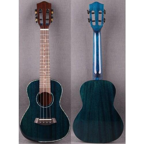 Tenor Whole Solid Ukulele All Solid Mahogany Blue Brush Color укулеле 4 струны 4 Strings Guitar With EVA hard Case