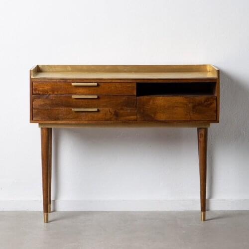 Console MARRON-ORO wooden handle 110X42X90 CM