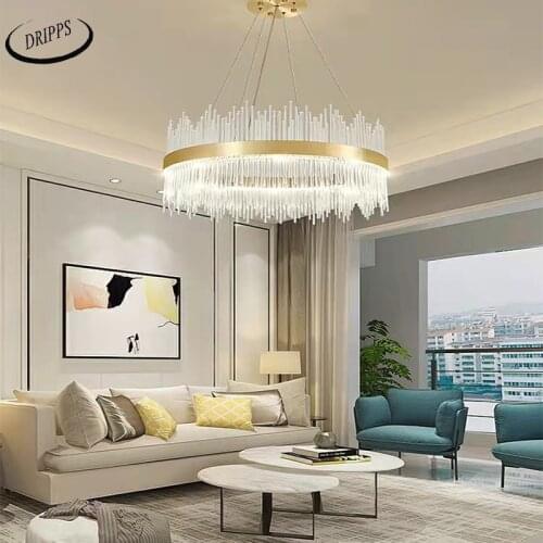 Nordic round LED bedroom living room crystal chandelier villa dining room song and dance lamp kitchen study luxury lamp