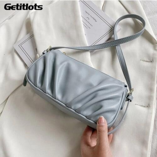 Folds Small Shoulder Bag PU Leather Women Handbag and Purses Tends Baguette Underarm Bag 2021 Fashion Designer Luxury Handbags