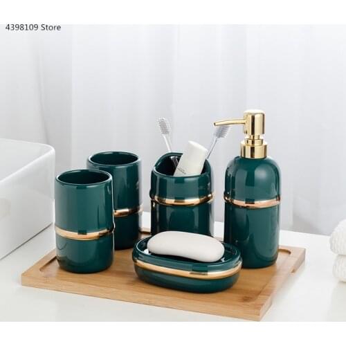 Bathroom wash set bathroom five-piece tooth set suit bathroom accessories soap dispenser toothbrush holder bathroom supplies