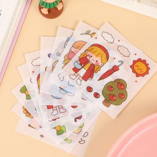 Kawaii Cartoon Girl DIY Stickers Bear Bunny Decoration Stickers Aesthetic for Notebook Diary Stationary Supplies