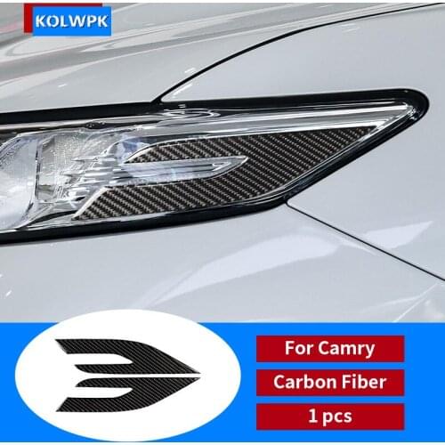 Carbon Fiber Interior Headlights Decoration Protective Decals Cover Trim Sticker For Toyota Camry 2018 2019 Car Accessories