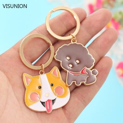 New Trendy Kroean Style Cute Cartoon Animals Keychain Dog Cat key ring Jewelry For Women Girls Animals lovers