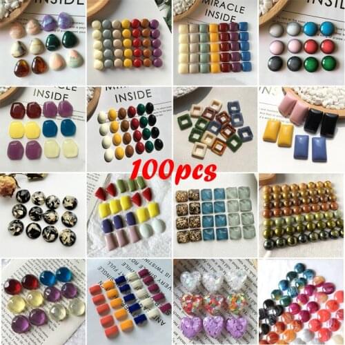 100pcs Wholesale Mix Irregular Dried Gold Leaf Flowers Heart Love Resin Flatback Cabochon Bead Crafts Embellishment Jewelry Make