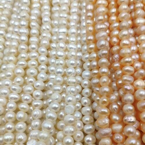 6-7mm Oval Natural Freshwater Pearl Necklace DIY Jewelry Single Strand Cheap chain 35cm