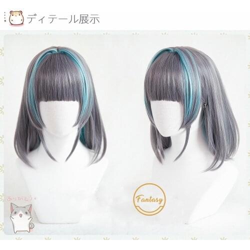HMS Cheshire Wig Game Azur Lane Cosplay Women Heat Resistant Synthetic Blue Green Hair + Free Wig Cap