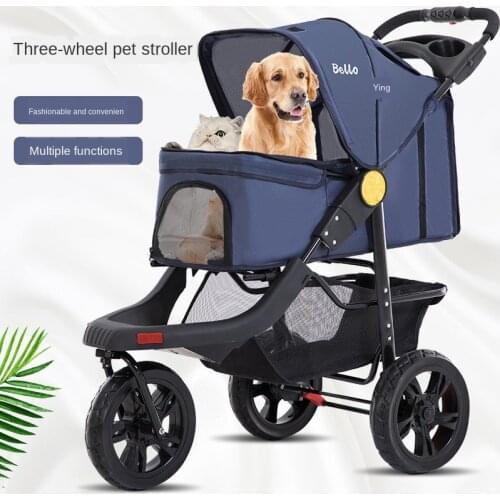 Portable Folding Pet Cart Dog Cat Teddy Compact Three-wheeled Outdoor Travel Gear Go Out Light Stroller dog car pet bag