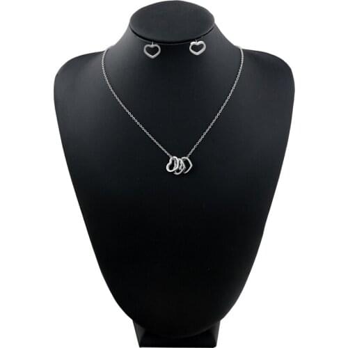 Simple temperament, versatile Love Pendant, clavicle chain, love chain, necklace, earring set, color protection and no allergy