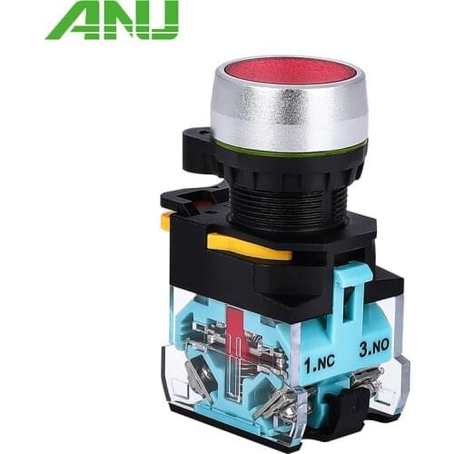 Self-Locking Self-Reseting Power Switch ON/OFF Momentary/Maintained Flat Push Button Red Green Blue Yellow